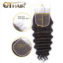 QTHAIR 12A Peruvian Loose Deep Wave Human Hair with Closure(16 18 20+14 Free Part Closure,Natural Black) Peruvian Loose Deep Wave Virgin Hair Weave with 4x4 Swiss Lace Closure with Baby Hair QTHAIR Store