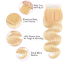 Aopusi 613 Blonde Hair Bundles with Closure (16 18 20+14,Free Part) Brazilian Human Hair Body Wave Bundles with 4×4 Lace Closure Virgin Hair 3 Bundles with Closure Body Wave Human Hair with Closure Aopusi