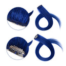 Winsky Blue Clip in Hair Extensions 100% Real Human Hair - Straight Highlights Colored Clip on Hairpieces 5 Pieces/Set (18inch, Blue) Winsky