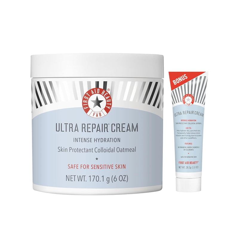 First Aid Beauty - Ultra Repair Cream, Intense Hydration Whipped Colloidal Oatmeal, Clinically Proven to Strengthen Skin Barrier in 7 Days & Helps Relieve Eczema, Luxury Moisturizer, 6 oz + Bonus, 2ct Infinity Warehouse