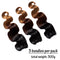 100% 7A Brazilian Remy Human Hair Weave Double Weft Body Wave 3 Bundles 300g Ombre Hair Extensions for Women (20 inch,Natural Black to Dark Auburn to Dark Blonde