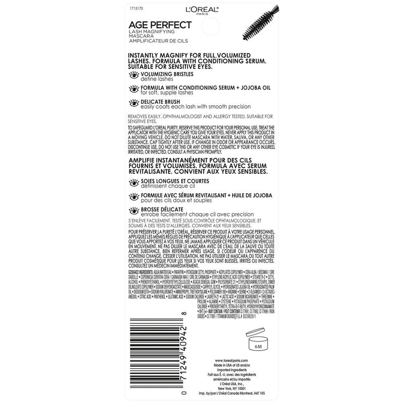 L'Oreal Paris Age Perfect Lash Magnifying Mascara, Black, 0.28 Ounces L'Oreal Paris