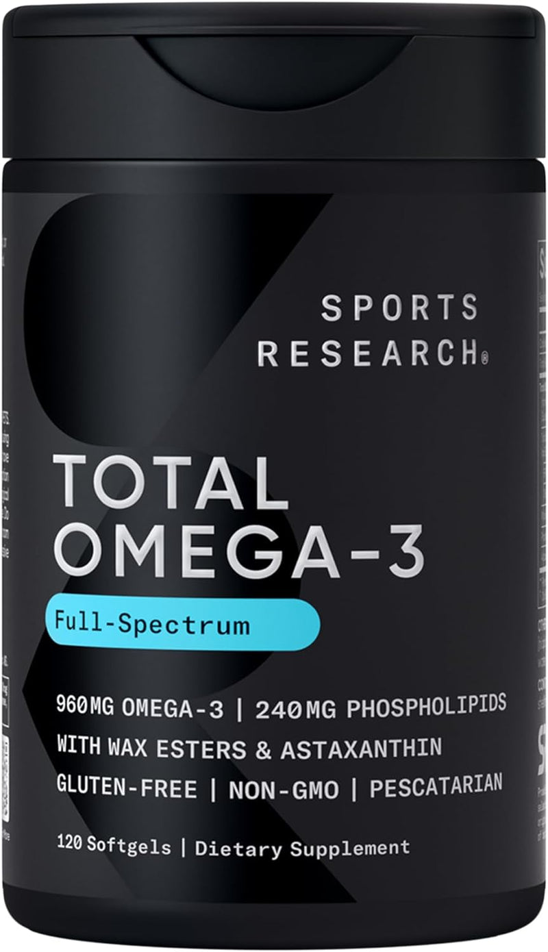 Sports Research Triple Strength Omega 3 Fish Oil - Burpless Fish Oil Supplement w/EPA & DHA Fatty Acids from Single-Source Wild Alaskan Pollock - 1250 mg, 90 ct Infinity Warehouse