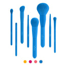 TEXAMO Makeup Brush Set for Powder, Contour, Blush, Highlighter, Eyeshadow, Eyebrow, Concealer, Blending, Premium Synthetic Makeup Brush with Pouch Set of 8, Blue TEXAMO