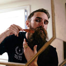ZEUS 100% Boar Bristle Beard and Moustache Brush with Handle for Untangling Beard Hairs - Made in Germany (FIRM BRISTLES) - J91 ZEUS