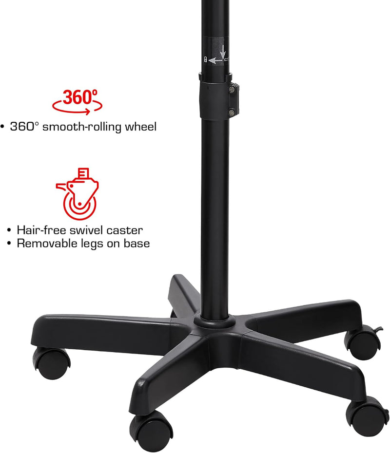 RED by Kiss 3000 Ceramic Stand Hood Dryer with Digital Timer, Adjustable Height, 360° Wheels, 3 Temp Settings, Quick Drying, Comfortable Hood, Ideal for Home & Salon Use Infinity Warehouse