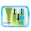 3pcs Lermende Clear Makeup Bag, TSA Approved Toiletry Bag & Cosmetic Bag for Women With Zipper Handles, Quart Size Carry On Clear Make up Bags Airport Compliant Toiletries For Travel - Blue Lermende
