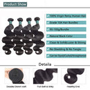 Body Wave Human Hair 4 Bundles (18 20 22 24 inch) Ayisha Unprocessed Human Hair Body Wave Bundles Natural Black Color Double Weft Extension Human Hair 4 Bundles for Black Women Seekomi