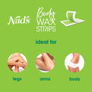 Nad's Body Wax Strips Hair Removal For Women All Skin Types, 20 Waxing Strips + 4 Calming Oil Wipes Nad's