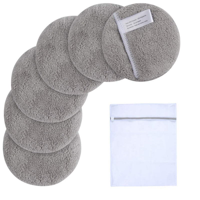 Sunland Reusable Makeup Remover Pads For Face,Eye,Lips 6 Pack Microfiber Face Cleansing Gloves Washable Makeup Removal Cloth With Laundry Bag Rounds Pads SUNLAND