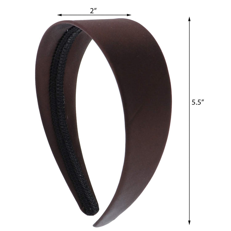 Brown 2 Inch Wide Satin Hard Headband with No Teeth Head band for Women and Girls (Motique Accessories) Motique Accessories
