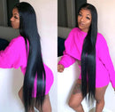 Straight Lace Front Wigs Human Hair Brazilian Virgin T Part Straight Human Hair Wigs for Black Women Pre Plucked with Baby Hair Natural Black 150% Density(16inch,13x4x1 T Part Wig) beafay