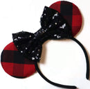 CLGIFT Christmas Plaid Minnie Ears,Pick your color, Iridescent Minnie Ears, Silver gold blue minnie ears, Rainbow Sparkle Mouse Ears,Classic Red Sequin Minnie Ears (Christmas Plaid) CLGIFT