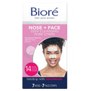 Bioré Nose+Face, Deep Cleansing Pore Strips, 7 Nose + 7 Chin or Forehead, with Instant Blackhead Removal and Pore Unclogging, 14 Count, Oil-free, Non-Comedogenic Use Bioré