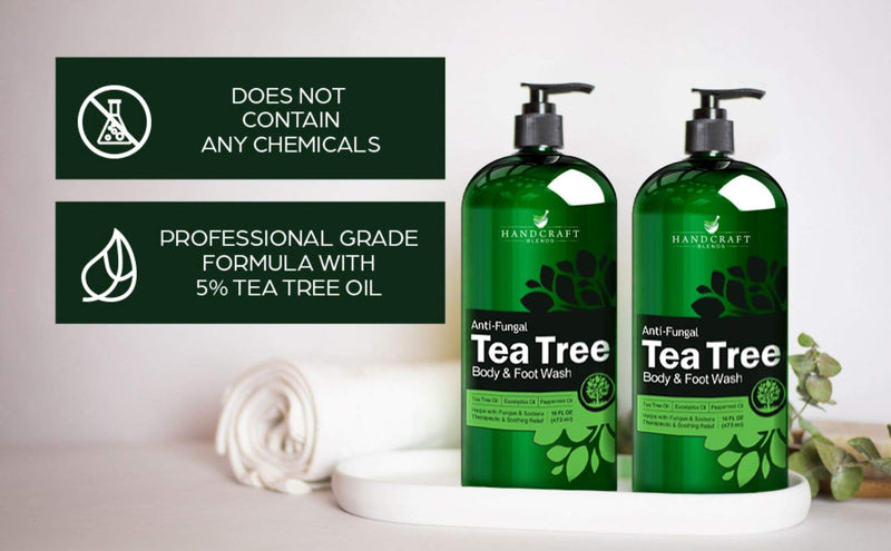 Handcraft Tea Tree Oil Body Wash 16 oz - Extra Strength Body Wash For Athletes Foot, Nail Fungus, Itchy Skin, Jock Itch, Acne and Eczema - Tea Tree Body Wash For Men & Women - Packaging May Vary Handcraft Blends