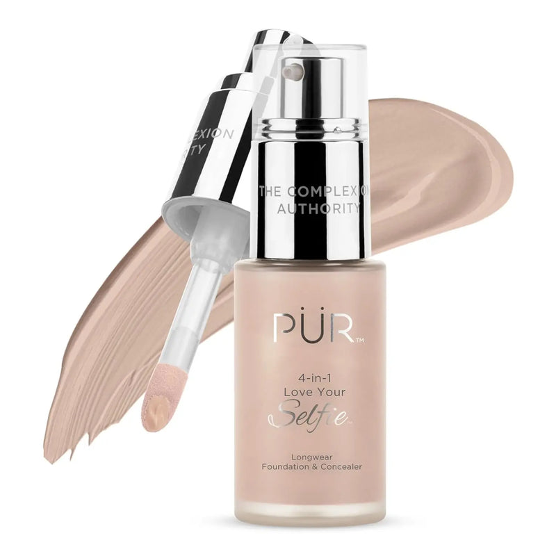 PUR Beauty 4-in-1 Love Your Selfie Foundation & Concealer - Longwear Full Coverage Liquid Makeup Foundation with Hydrating Blend for Refined-Looking, Natural Beauty Glow, Skin Texture & Tone Infinity Warehouse