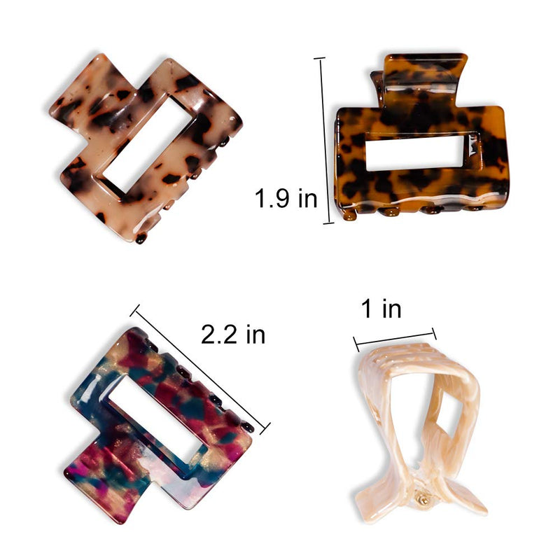 MagicSky 4PCS Hair Claw Clips, Acrylic Hair Banana Barrettes, Celluloid French Butterfly Jaw Clips, Tortoise Shell Grip Pin Teeth Clamp -Leopard print Stylish Hair Accessories for Women Girls Magicsky