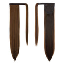 28 Inch Clip in Ponytail Extension Wrap Around Long Straight Pony Tail Hair Synthetic Hairpiece for Women 28Inchdark brown mix light auburn KOODER