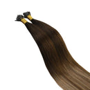 Ugeat 14Inch Keratin I Tip Hair Extensions Human Hair Balayage Brown I Tip Hair Extensions