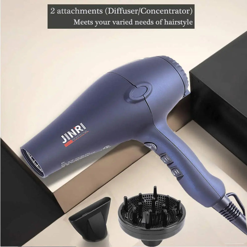 1875w Professional Tourmaline Hair Dryer, Negative Ionic Salon Hair Blow Dryer,DC Motor Light Weight Low Noise Hair Dryers with Diffuser & Concentrator（Blue-Black） Kaleep