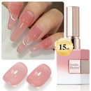 Double Rhythm Translucent Gel Polish Sheer Neutral Natural Light Milky Same Color Same Bottle 15ML Jelly UV Polish Nail Art DIY at Home (Jelly Nude Brown-A1492) Infinity Warehouse