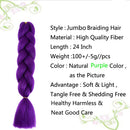 Purple Kanekalon Braiding Hair, Feed in Hair for Braids, Purple Braiding Hair 24inch 100G 5PCS, High Temperature Synthetic Fiber Braiding Hair Extensions Twist Braiding Crochet Hair Color Purple SaiDi