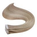 Fshine Human Hair Tape in Extensions 22 Inch Double Sided Tape Hair Extensions Color 18 Ash Blonde Highlight 22 Light Blonde 50 Grams Glue in Extensions Human Hair Fshine Store