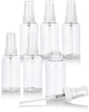 2 oz / 60 ml Clear Plastic PET Boston Round Bottle (BPA Free) with White Treatment Pump (6 pack) JUVITUS