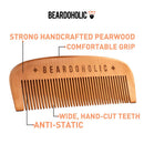 Beardoholic Beard Comb With a Gift Box – Wide Teeth – Anti-Static, Eliminates Tangles and Keeps Your Beard Neat and Tidy – 5.31 x 1.96 IN Handmade 100% Pearwood Design Beardoholic