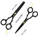 VANELC Hair Cutting Scissors Set 6 Inch, Hair Thinning Scissors, Professional Barber Sharp Hair Scissors and Household Hairdressing Shears Kits Hair Shear Set for Cutting Styling Hair (2pcs, Black) VANELC