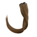 16 Inch Long Clip in Hair Extensions 100% Human Hair 65g Thin 8 Pcs 18 Clips Standard Weft Straight Clip on Human Hairpieces for Women Beauty