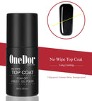 OneDor One Step No Wipe Top Coat Gel Polish, UV Led Cured Required Soak Off Gel Nail Polish (No Wipe Top Coat) Onedor