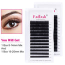 Eyelash Extension Supplies 2 Trays .10 .15 .20 .25 Individual Lashes Premium Single Eyelashes 8-14mm and 15-20mm Classic Lash Extensions (0.10-D, 8-14+15-20mm Mixed Tray) FADLASH Store