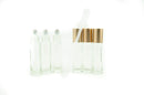 Grand Parfums Colored Glass Aromatherapy 10ml Rollon Bottles with Stainless Steel Roller and COPPER CAPS (6 Sets, Clear) Grand Parfums
