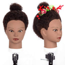 HAIREALM Afro Mannequin Head, 100% African American Real Human Hair, Practice Braiding Styling Doll Head, Manican Cosmetology Head with stand BZT01 HAIREALM Store