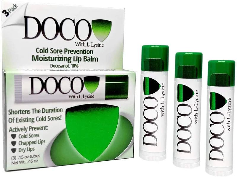 DocoShield Cold Sore Prevention Lip Balm w/Docosanol and Lysine (3-Pack) DOCO