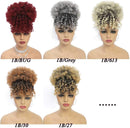 G&T Wig Afro High Puff Hair Bun Drawstring Ponytail With Bangs Short Kinky Curly Pineapple Pony Tail Clip in on Wrap Updo Hair Extensions for African American Black Women (1B/Grey) G&T Wig Store