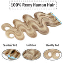 24 Inch Tape in Human Hair Extensions Highlight Wavy Thin Hair 100g 40pcs/pack Seamless Skin Weft Glue in Body Wave Human Hairpieces Balayage
