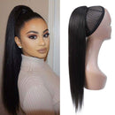 Seelaak 24 Inch Straight Ponytail Hairpiece for Black Women Straight Drawstring Ponytail Human Hair seelaak