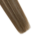Ugeat Micro Loop Human Hair Extensions Silicone Micro Rings 20Inch Micro Links Human Hair Balayage Brown