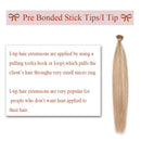 18 Inches I Tip Human Hair Extensions 100 Strands/Pack Pre Bonded Keratin Stick Tipped Hair Extensions Cold Fusion Hairpiece Long Straight For Women
