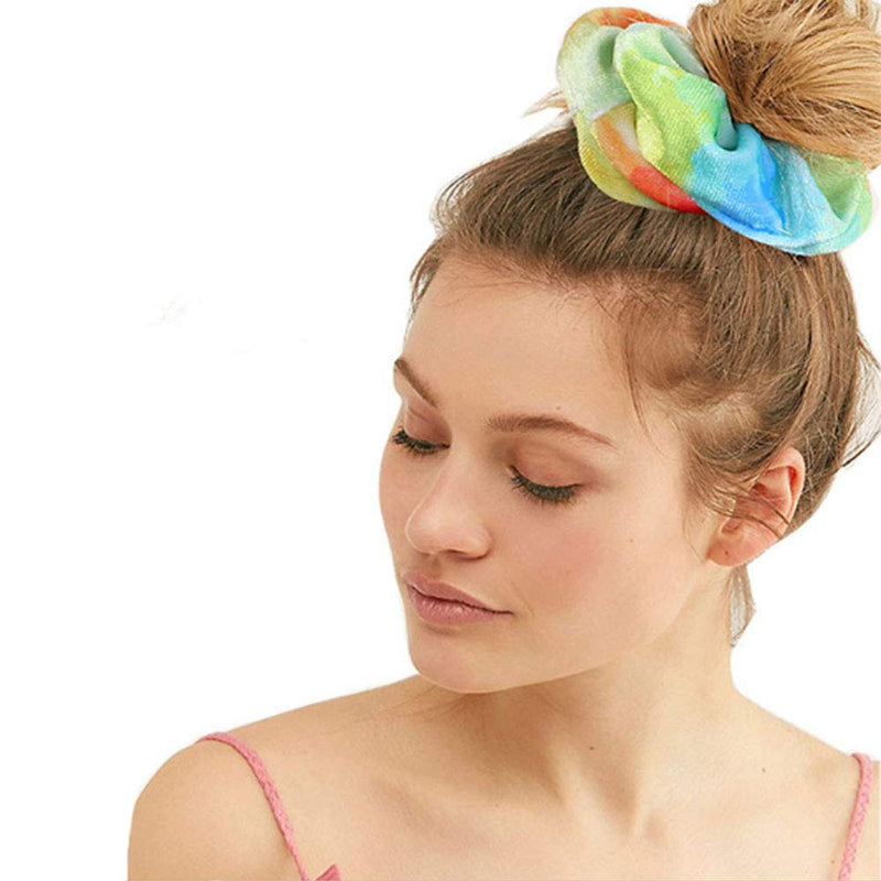 MOFEINI 6pcs Tie Dye Scrunchies for Hair, Comfortable & Soft Large Velvet Scrunchies Hair Bands Elastic Ponytail Holders Hair Ties for Women Girls Hair Accessories (6 Pcs Tie Dye Pattern) MOFEINI