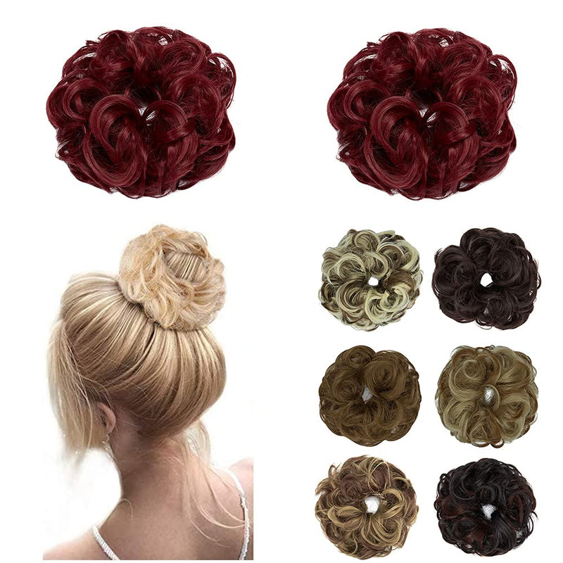 Messy Bun Hair Piece for Women Thick Updo Scrunchies Hair Extension Ponytail Hair Accessories Dark Red OMGREAT