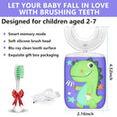 Kids Electric Toothbrush U Shape Dinosaur Ultrasonic Automatic Toothbrush with Replacement Soft Bristles Heads Six Modes 360°Oral Cleaning IPX7 Waterproof Smart Rechargeable Toothbrush (2-6 Year Old) KRX