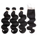 Beauhair Brazilian Body Wave Virgin Hair Bundles with Lace Closure(16 16 16 with 14closure) Human Hair Unprocessed Body Wave Hair with Closure 4X4 Lace Free Part Natural Black Hair Beauhair Store