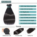Human Hair Bundles Straight 3 Bundles 18 20 22 Inch Hair Weave Human Hair Straight Bundles100% Unprocessed Virgin Hair Straight Human Hair Bundles Natural Black for Women Ayisha