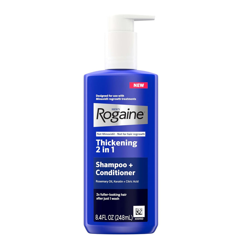 Rogaine Men's Thickening 2 in 1 Shampoo + Conditioner, Hair Thickening Shampoo & Conditioner with Rosemary Oil, Keratin & Citric Acid Leaves Hair Visibly Thicker, Not Minoxidil, 8.4 fl. oz Infinity Warehouse