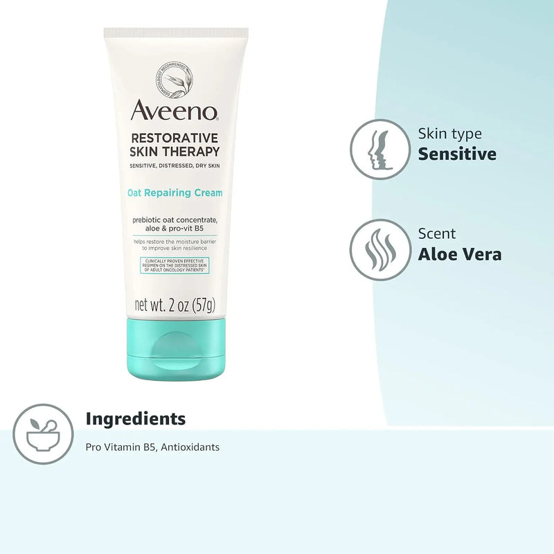 Aveeno Restorative Skin Therapy Moisturizing Oat Repairing Cream for Sensitive, 2.0 Ounce (Pack of 48) Infinity Warehouse