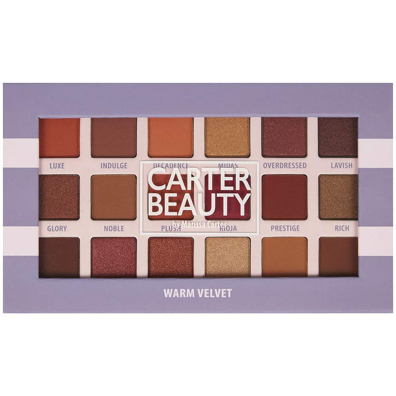 Carter Beauty 18 Shade Palette - Warm Velvet Palette For Women - The Ultimate Glam Eyeshadow Collection For Versatile Eye Looks - Bendable Matte And Metallic Shades - Vegan, Cruelty Free - 180.4 OZ Carter Beauty By Marissa Carter