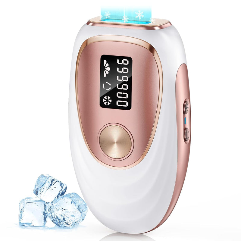 IPL Laser Hair Removal Device for Women & Men - Home 45°F Ice-Cooling Contact for Painless & Long-Lasting Results, 86% Hair Reduction in 3 Weeks for Full Body & Bikini Line, Rose Gold Infinity Warehouse